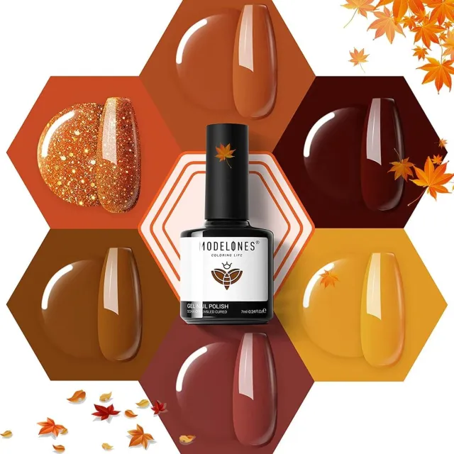 Modelones Fall gellack 6-pack brun orange guld