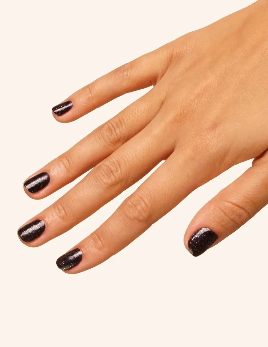 Le Mini Macaron Magie Noire gellack glittrig svart
