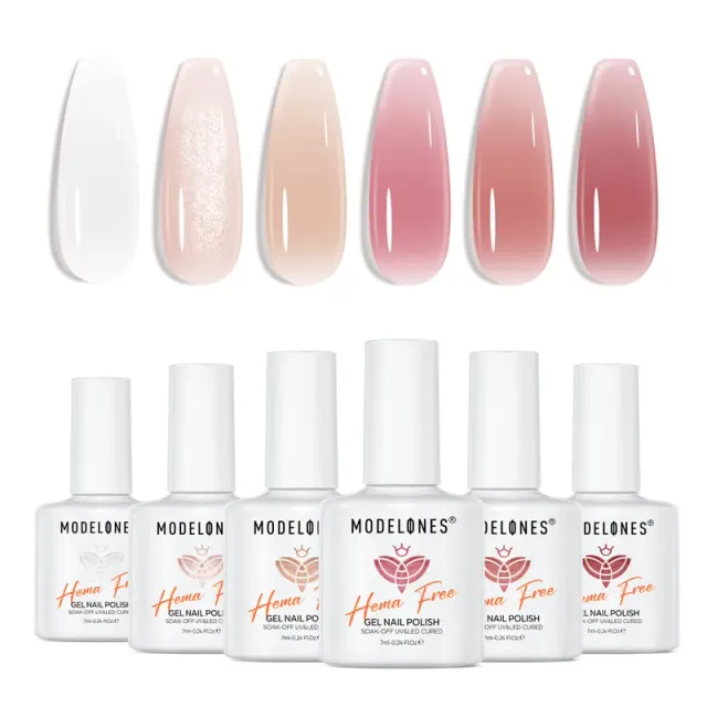 Modelones Lunar Glow gellackset 6 färger jelly nude
