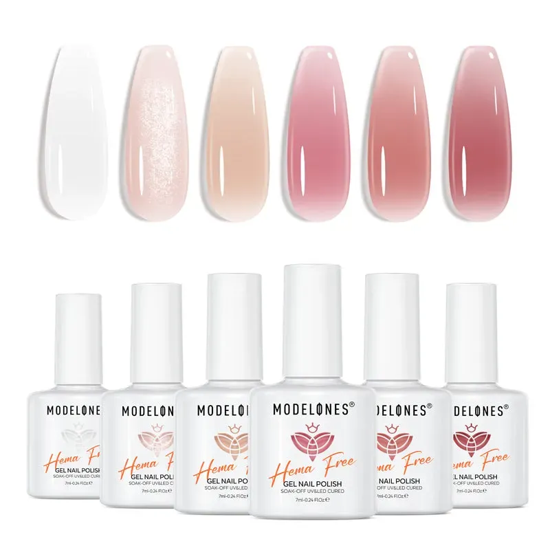 Modelones Lunar Glow gellackset 6 färger jelly nude