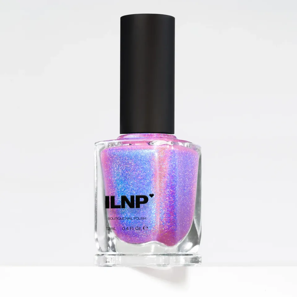 ILNP Flower Child nagellack ljusrosa jelly blått skimmer