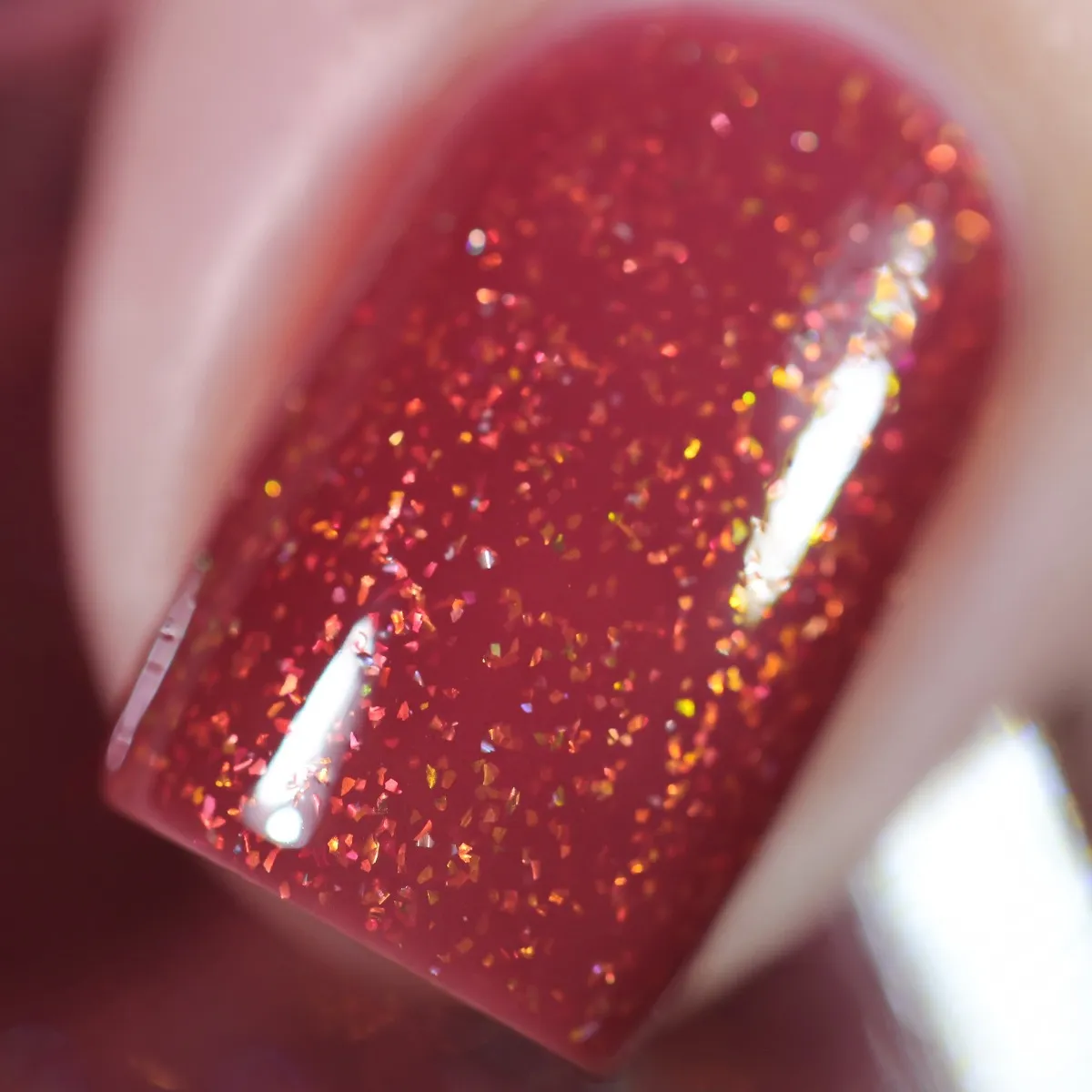ILNP Cross My Heart nagellack röd holografisk jelly