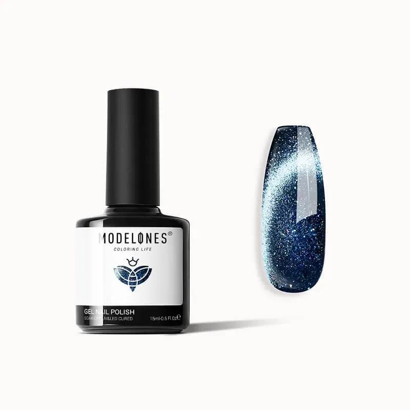 Modelones Inspire Gel Oceanic Glow gellack 15 ml blå cat eye
