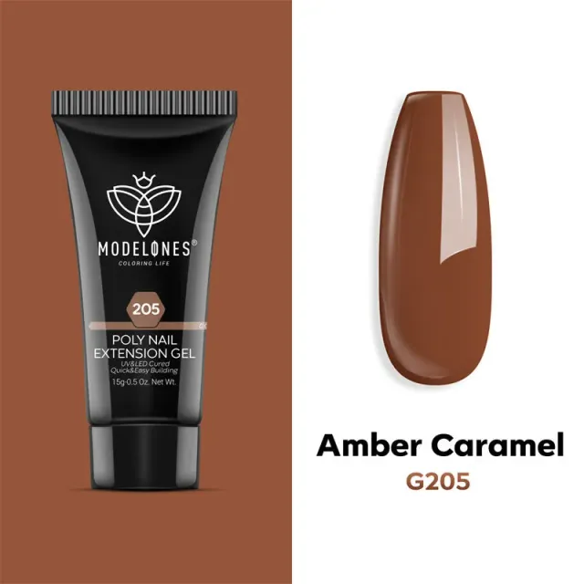 Modelones Amber Caramel polygel 15g krämig karamellbrun