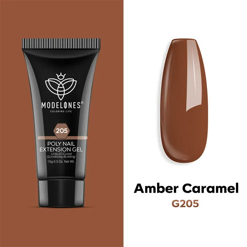 Modelones Amber Caramel polygel 15g krämig karamellbrun