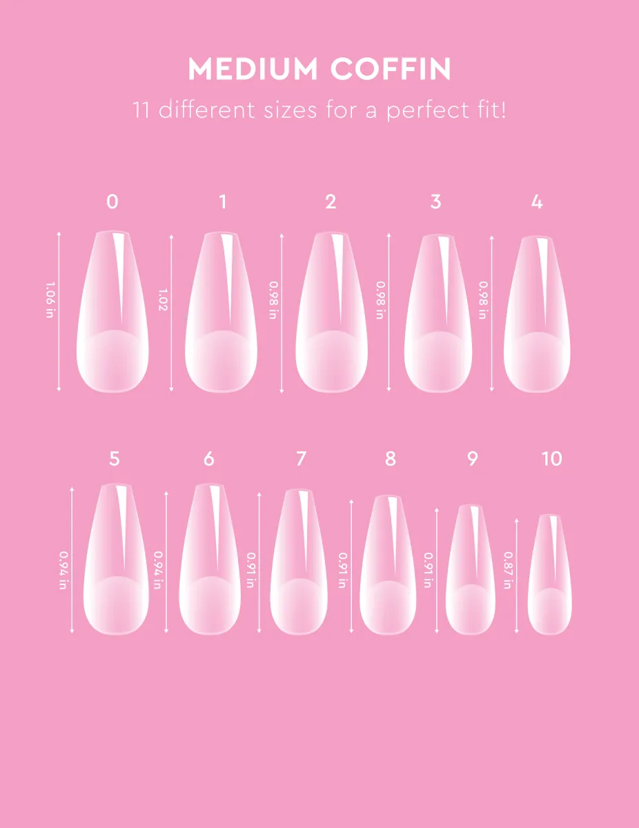 Le Mini Macaron Soft Gel Tips Medium Coffin nageltippar klar