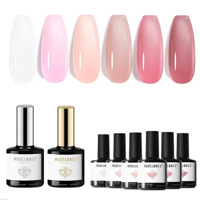 Modelones Jelly Chic gellack 6-pack jelly rosa bas topp