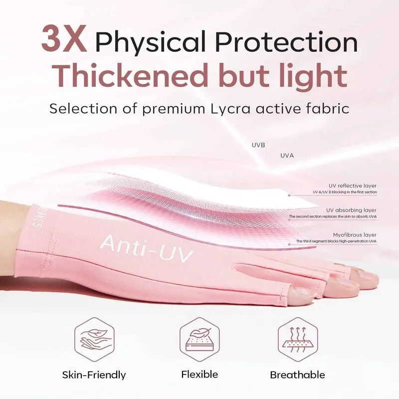 modelones Anti-UV light Nail Glove uv-handske rosa UPF99+