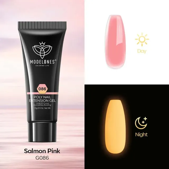 modelones luminous polygel salmon pink 15g selvlysande