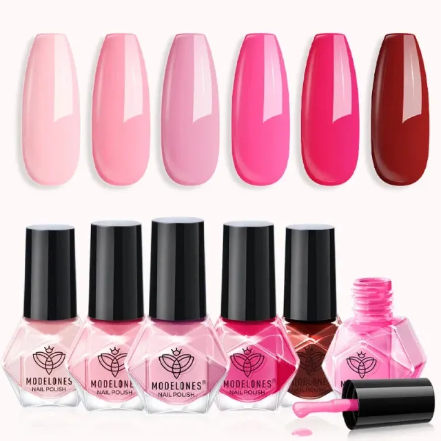 Modelones Secret Kisses nagellack 6-pack rosa snabbtorkande