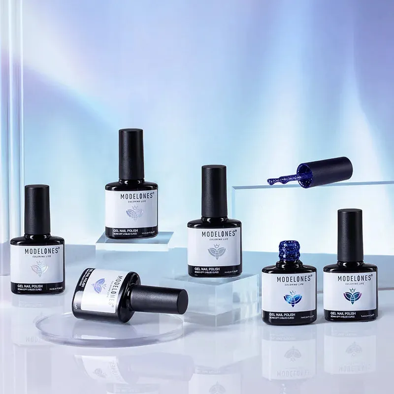 Modelones Blue Lagoon gellack 6 färger blå shimmer