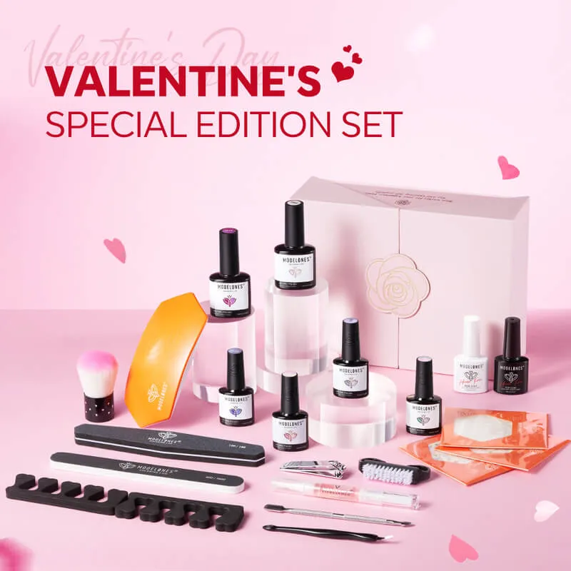 modelones Love Struck gellack kit 22-delar rosa glitter