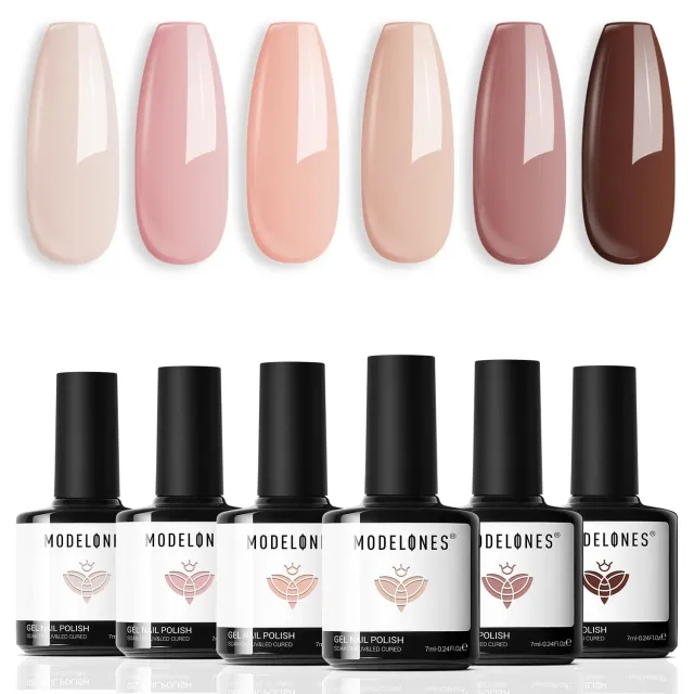 Modelones Nude gellack 6-pack milky pink brun
