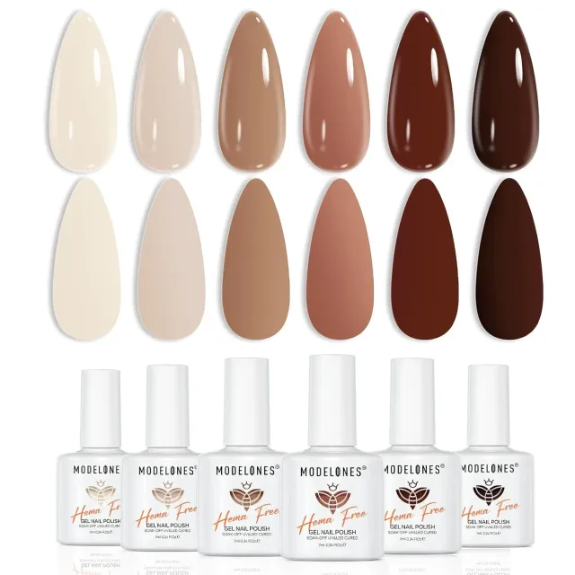 Modelones Nude Brown gellack 6-pack beige Hema-free