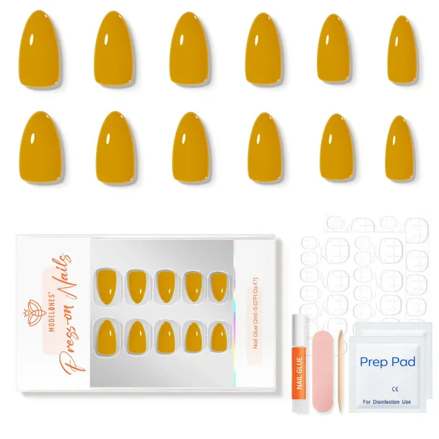 modelones Mustard Gold lösnaglar senapsgul cream