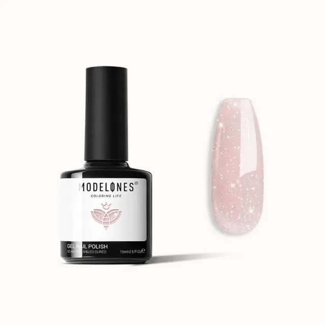 modelones Inspire Gel gellack Peach Frosting 15ml glitter rosa