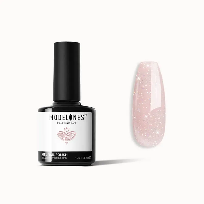 modelones Inspire Gel gellack Peach Frosting 15ml glitter rosa