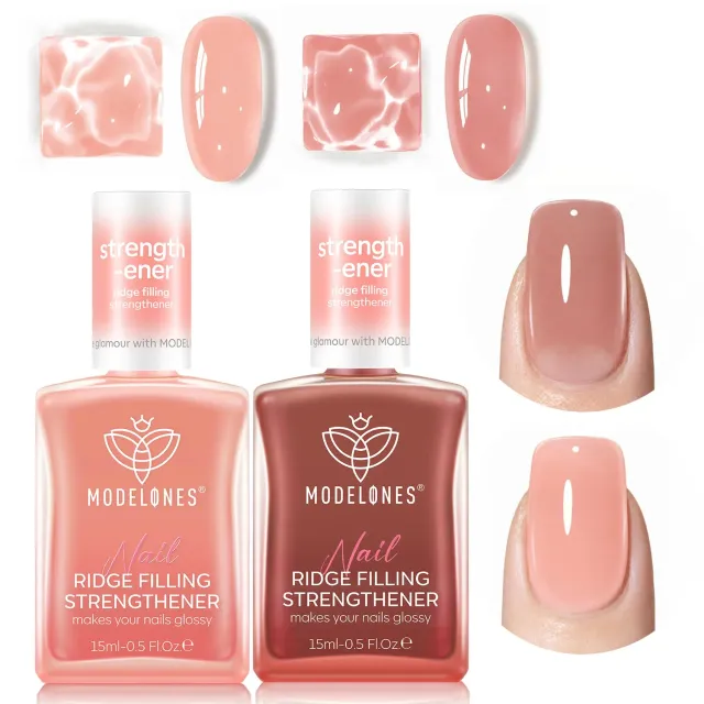 Modelones Nail Strengthener nagelstärkare nude pink 2-pack för sköra naglar
