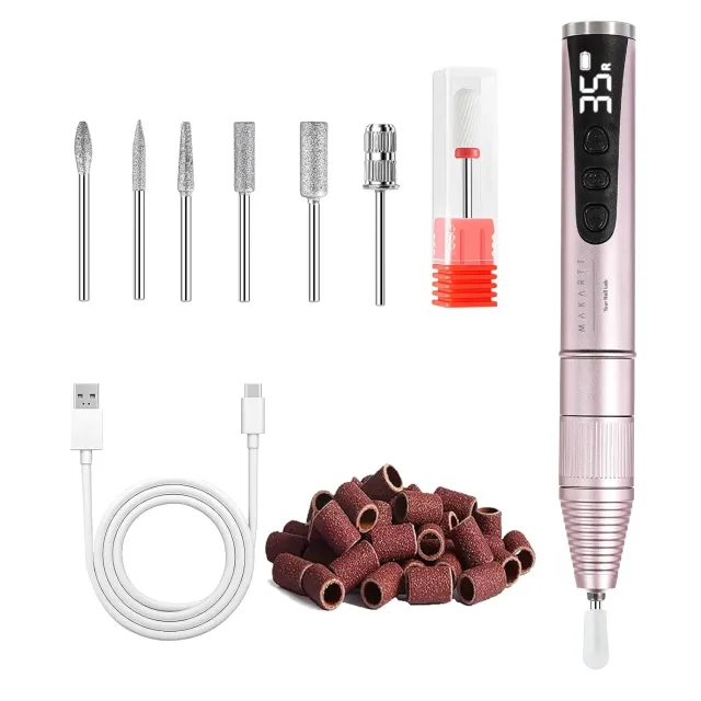 Makartt Portable 35000 RPM elektrisk nagelslip Rosa