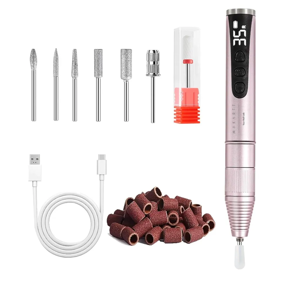 Makartt Portable 35000 RPM elektrisk nagelslip Rosa