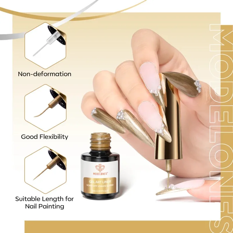 Modelones ExtraDetails Gold Foil liner gel nail art