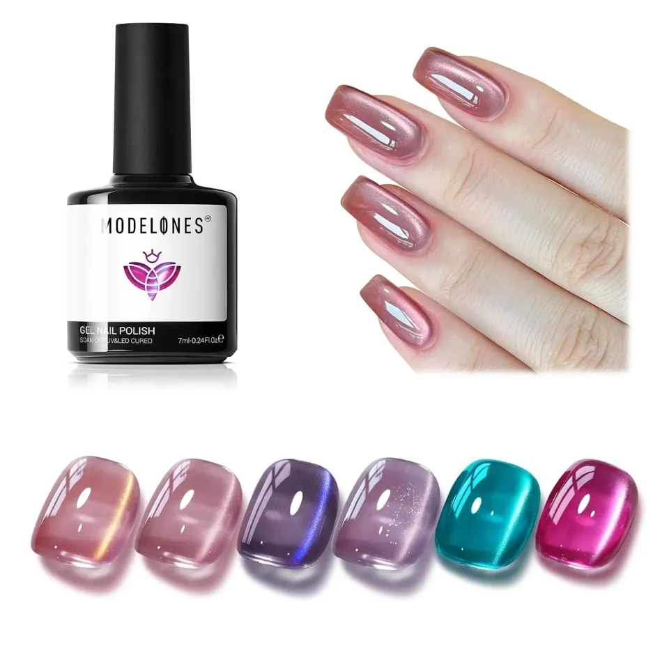 modelones Cat Eye gellack neon set 6 färger magnetglans