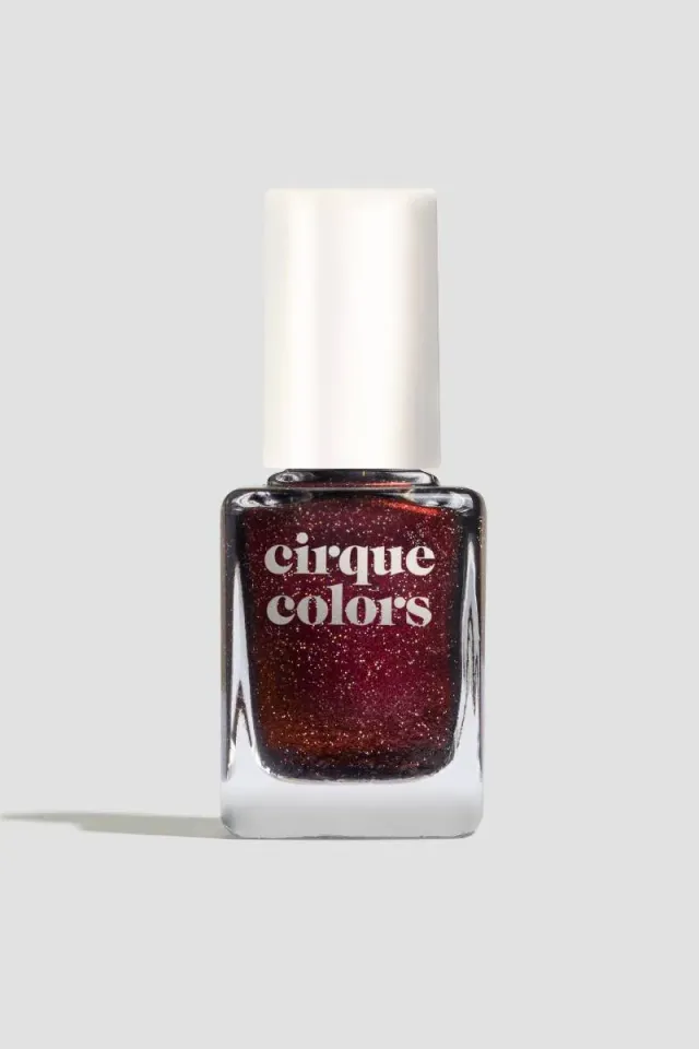Cirque Colors Black Widow nagellack svart rött skimmer