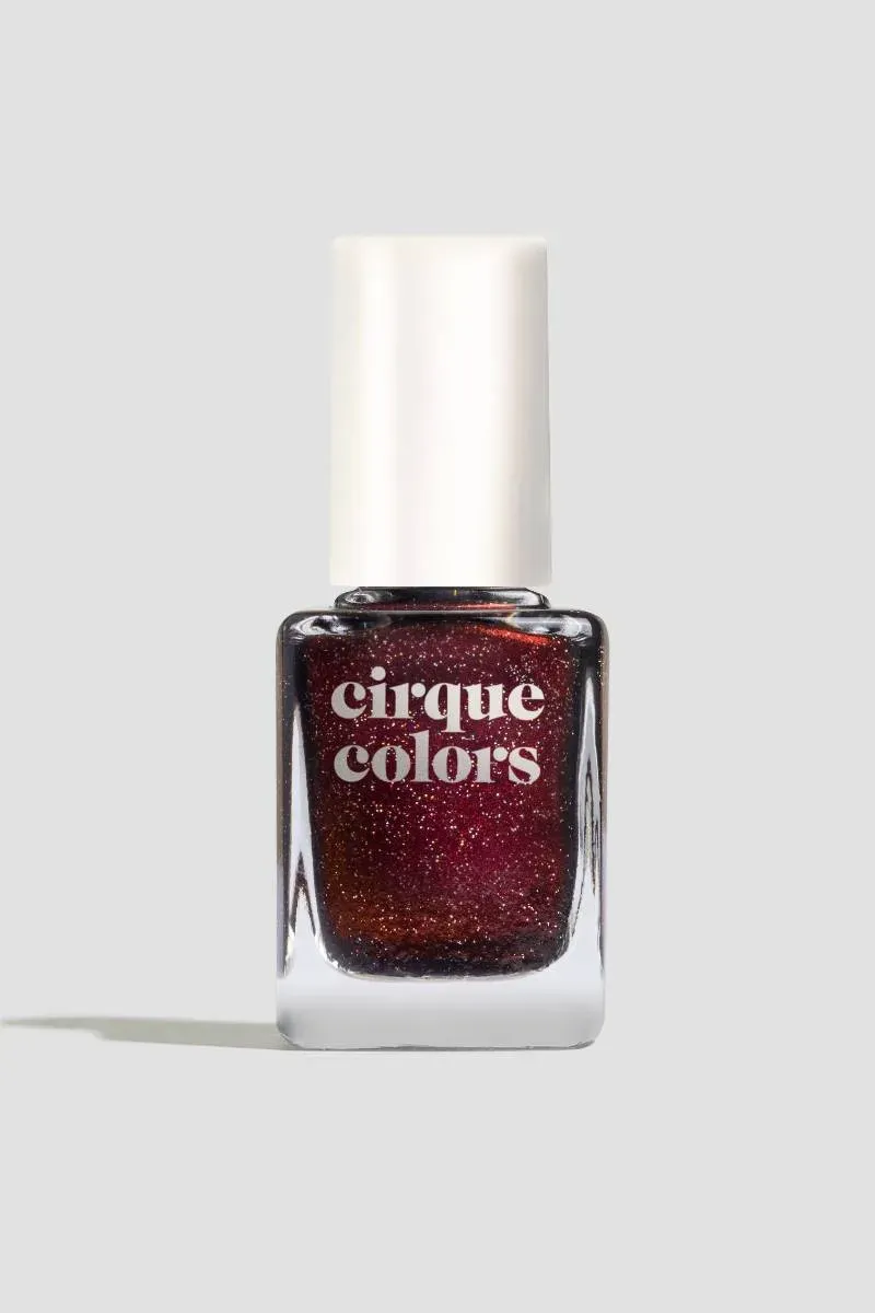 Cirque Colors Black Widow nagellack svart rött skimmer