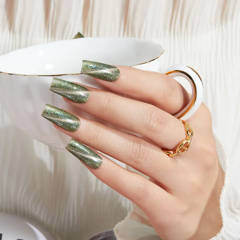 Modelones Inspire Gel Olive Grove gellack 15 ml grön cat eye