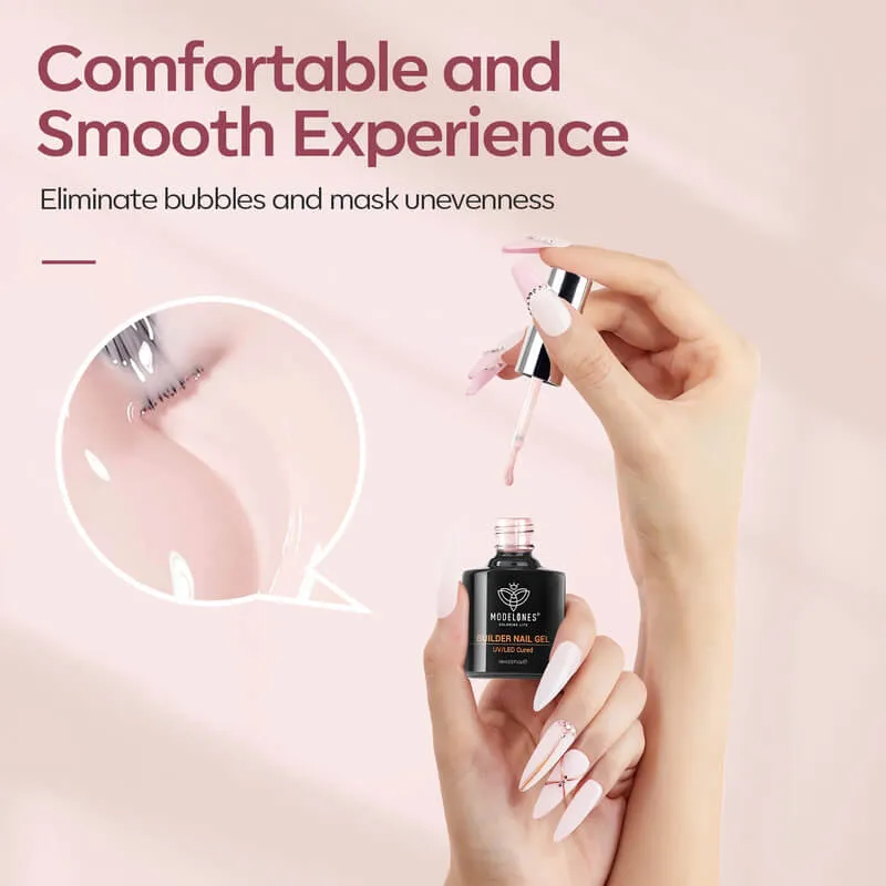 Modelones Builder Gel Nude Pink nagelgel set top coat 2x10ml