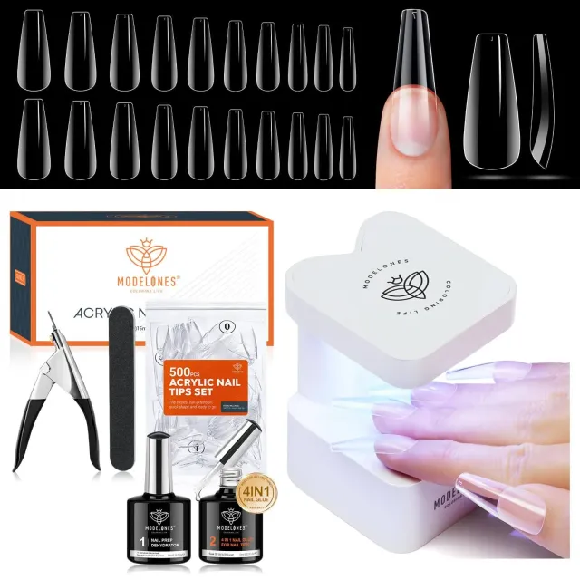 modelones 500-piece Long Coffin nagelkit lång coffin 500-pack