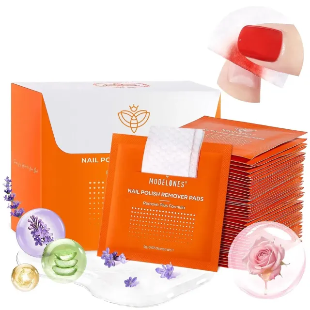 Modelones nagellacksremover pads 50-pack aceton rosdoft