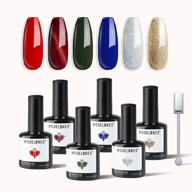 Modelones Yuletide Joy gellack 6-pack glitter cat eye
