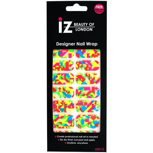Iz Beauty Neon Pattern nagelfolie neon flerfärgad