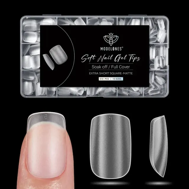 Modelones Short Square Frosted nageltips matt kort
