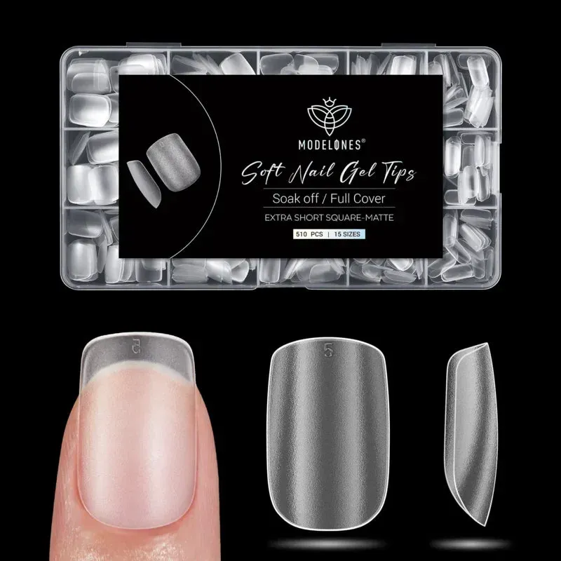 Modelones Short Square Frosted nageltips matt kort