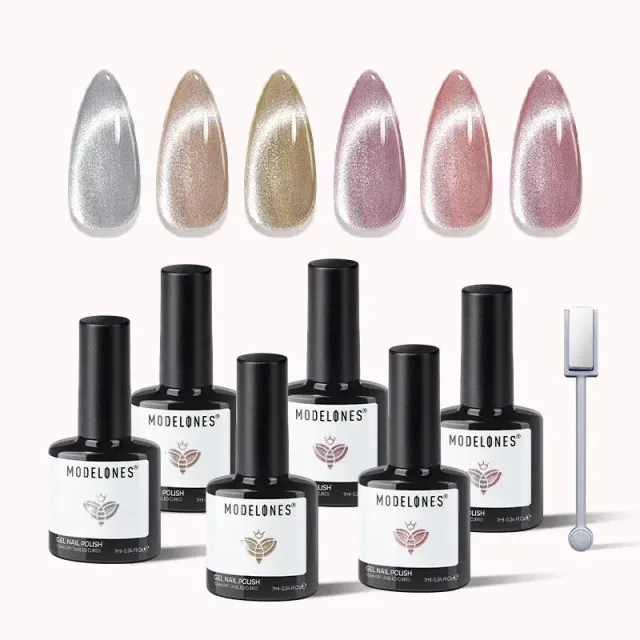 modelones Rosy Sunset gellack 6-pack cat eye