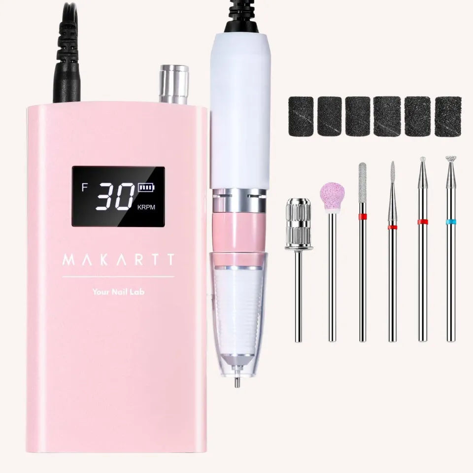 Makartt Perlarie Pink nagelfil elektrisk 30000RPM