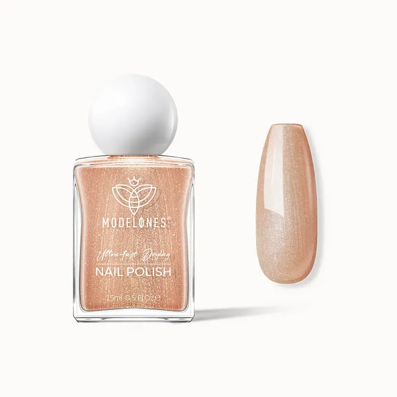 modelones Never Over nagellack brun shimmer snabbtork