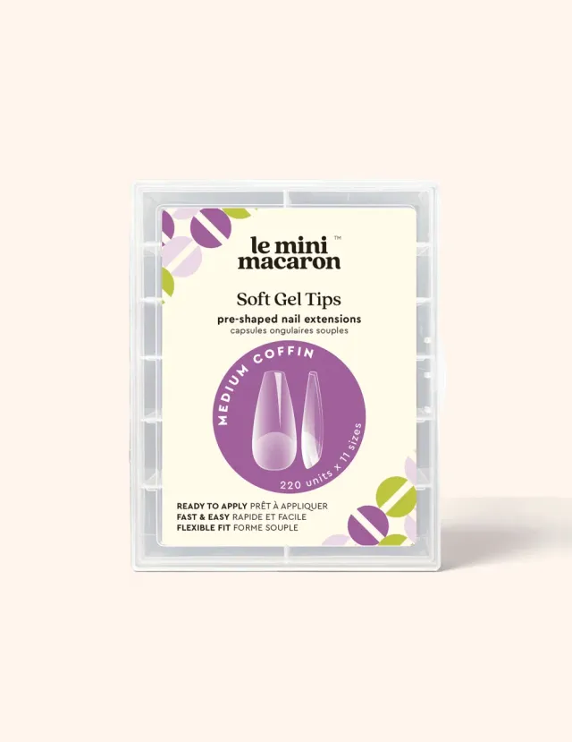 Le Mini Macaron Soft Gel Tips Medium Coffin nageltippar klar