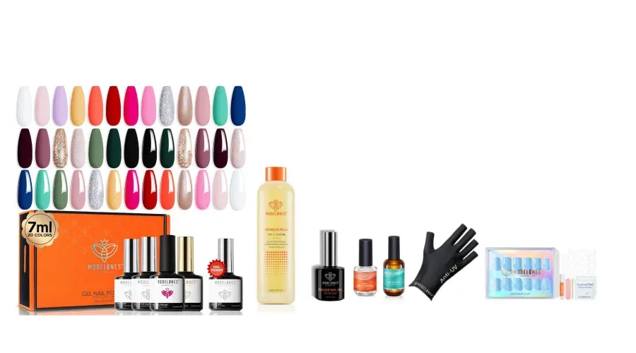 Modelones Bold Hue gellackskit 20 nyanser med press-on