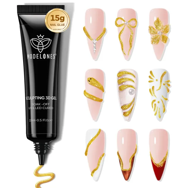 Modelones 3D nagelgel guld metallic 15 g