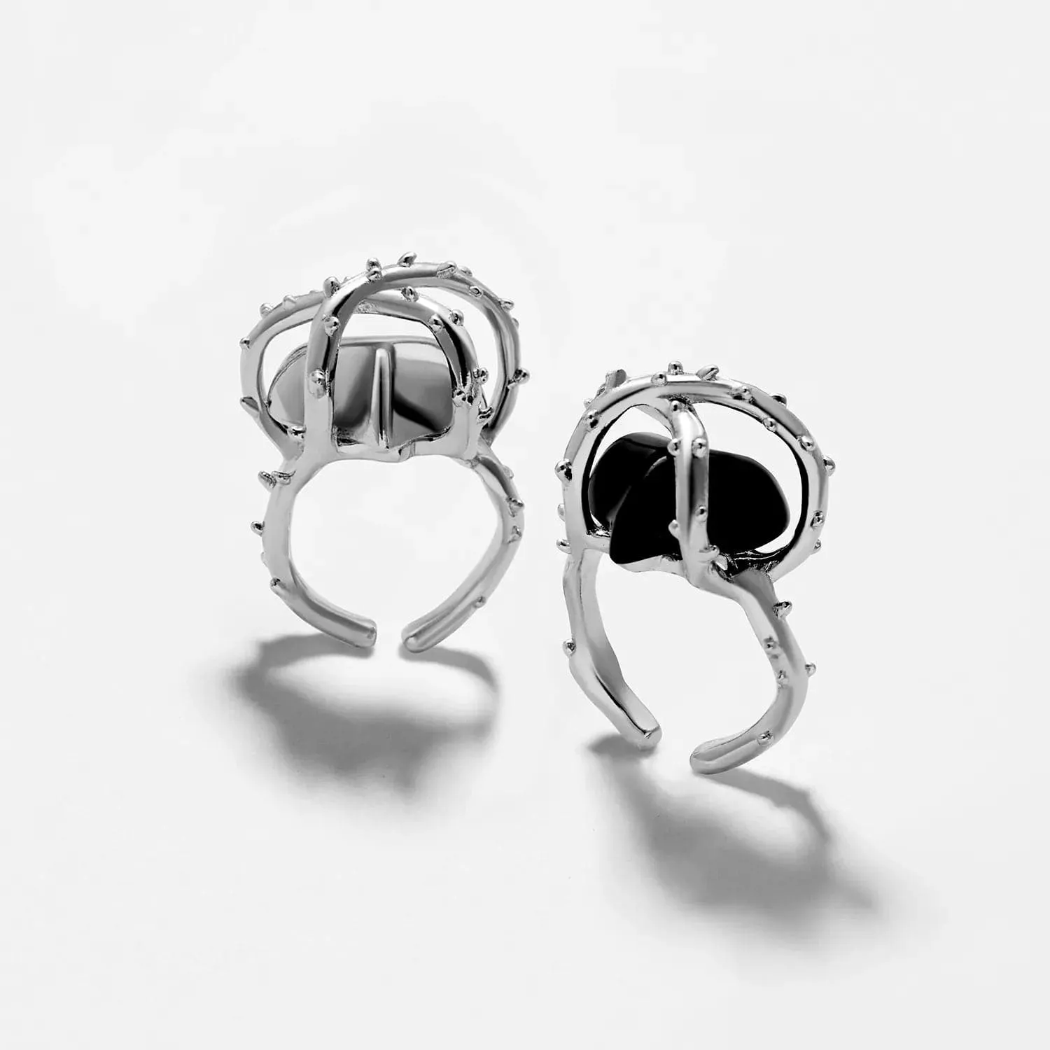 modelones Vintage Silver knuckle ringar set 2-pack silver