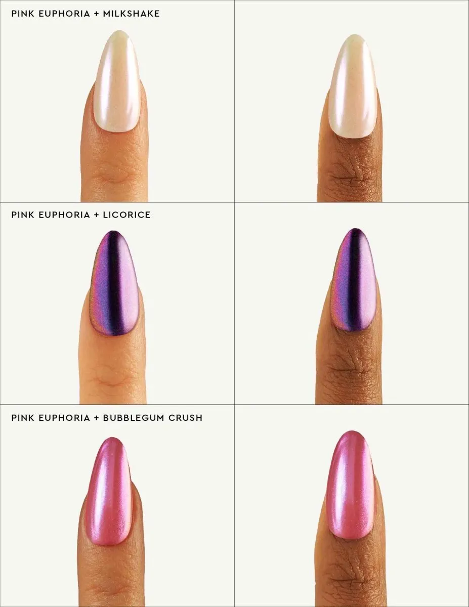 Le Mini Macaron Pink Euphoria nagelpuder skimrande rosa