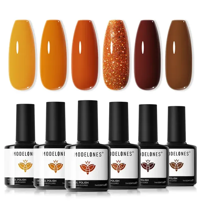 modelones Pumpkin Glow gellack set 6-pack beige brun