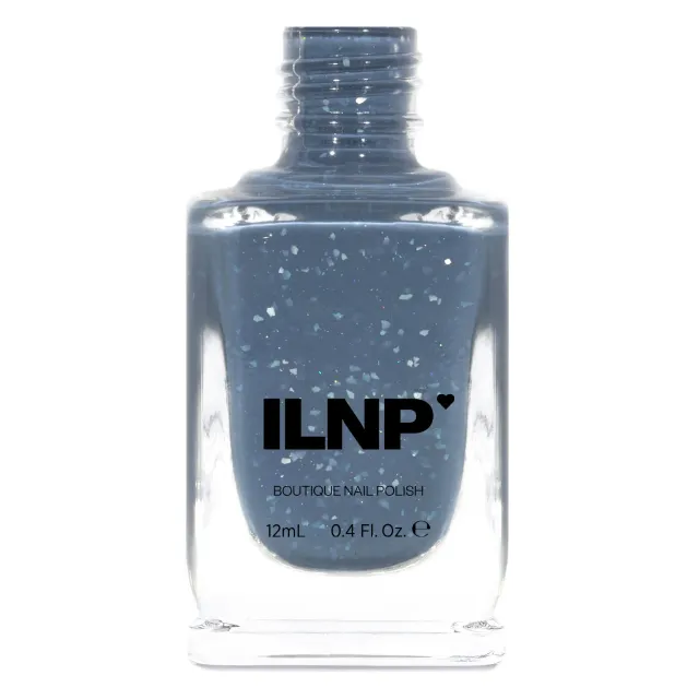 ILNP Rainy Days nagellack denimblå flakie shimmer