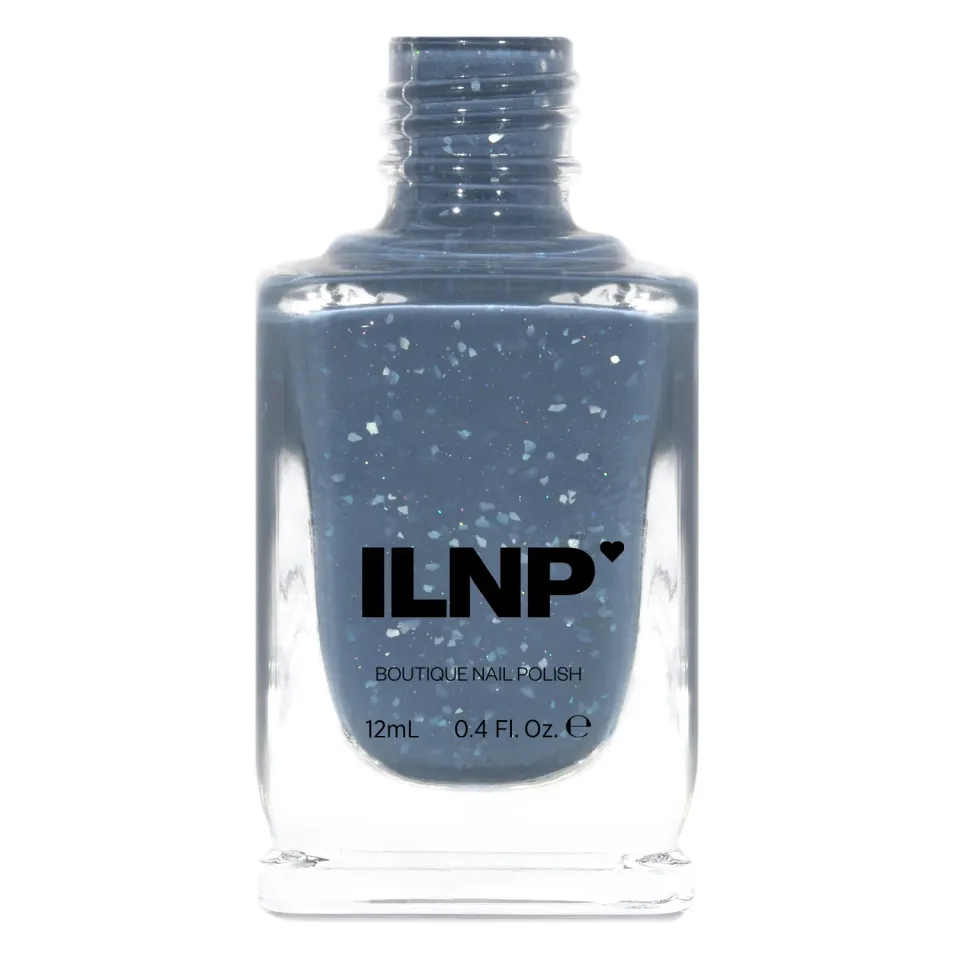 ILNP Rainy Days nagellack denimblå flakie shimmer